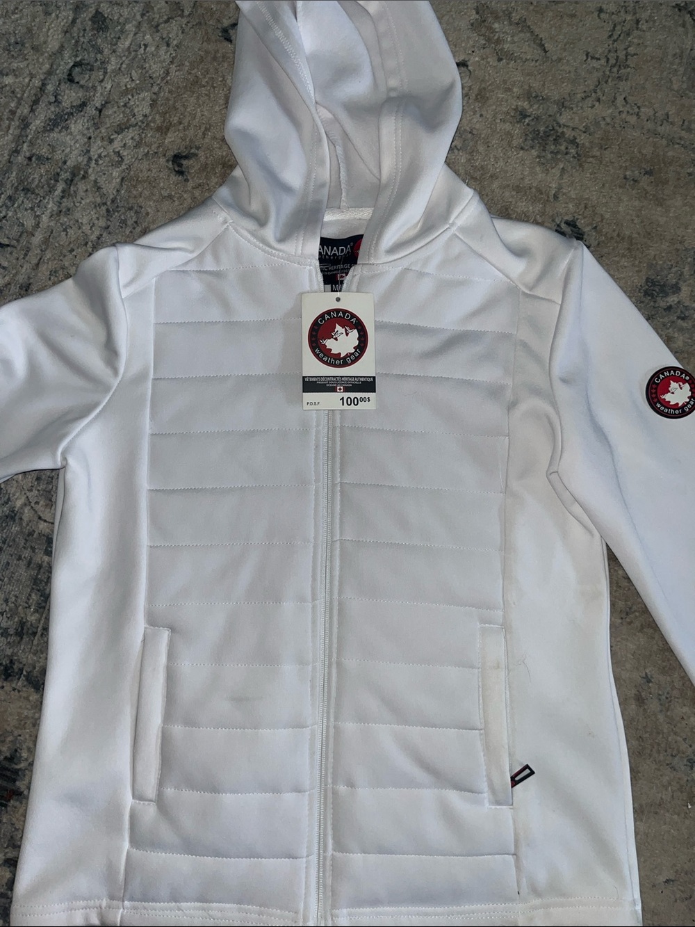 Canada Gear Women's White Quilted Bomber Hoodie Jacket